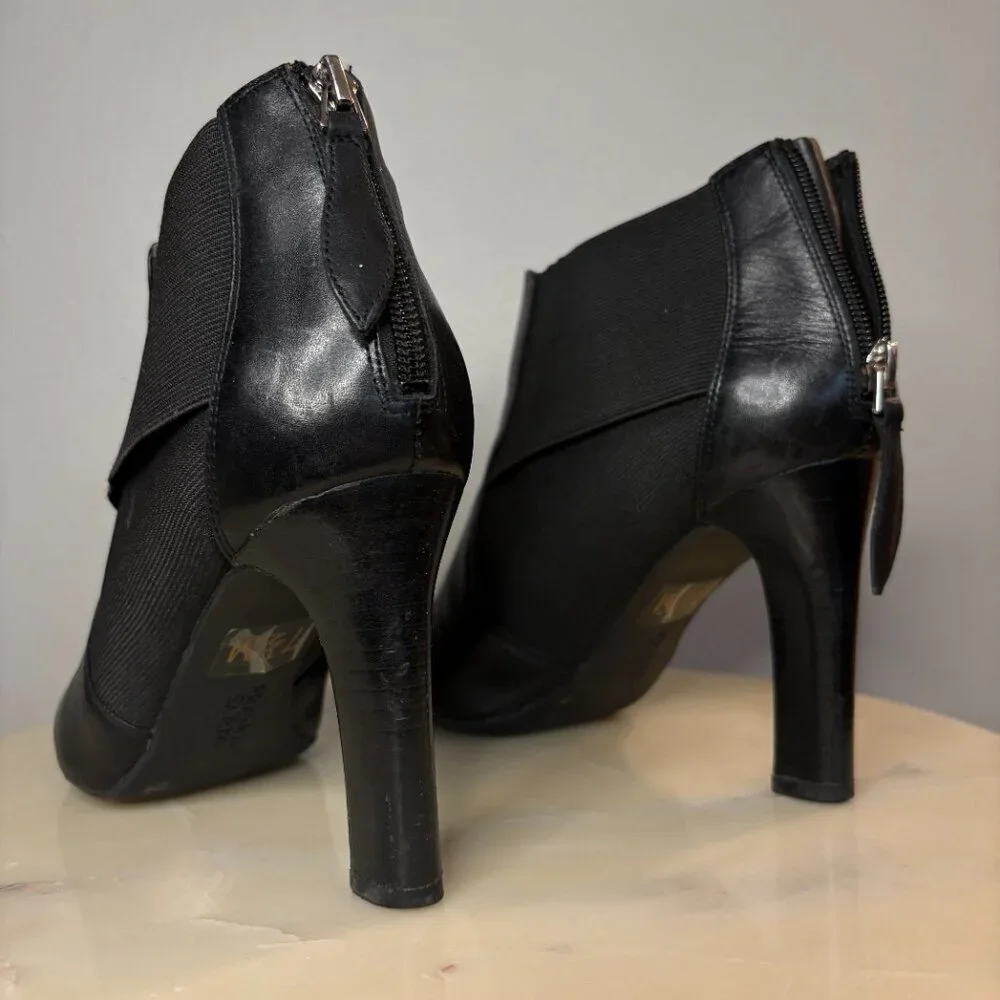 Franco Sarto Viceroy Sz 7.5 Leather Heeled Ankle Bootie - Zip Heel